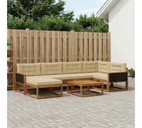 vidaXL Set di divani da esterno con cuscino 7 pcs Naturale e Beige, Divano da giardino moderno, mobile da esterno resistente, arredo per piscina, seating flessibile e lounge anti intemperie
