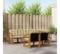 vidaXL Set di divani da esterno con cuscino 7 pcs Naturale e Beige, Divano sezionale per giardino, mobili moderni all'aperto, set da patio resistente, comodo per la terrazza