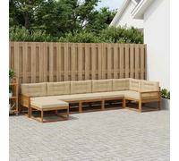 vidaXL Set di divani da esterno con cuscino 7 pcs Naturale e Beige, Divano moderno per esterni, sedute flessibili, set sezionale, mobile resistente alle intemperie per relax e lounge