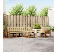 vidaXL Set di divani da esterno con cuscino 7 pcs Naturale e Beige