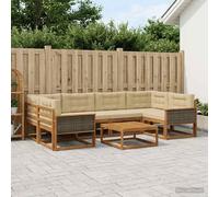 vidaXL Set di divani da esterno con cuscino 7 pcs Naturale e Beige, Set di divani da esterno moderno, mobili da giardino durevoli per posti a sedere in patio, lounge a bordo piscina