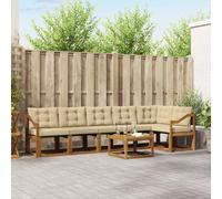 vidaXL Set di divani da esterno con cuscino 7 pcs Naturale e Beige