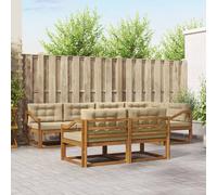 vidaXL Set di divani da esterno con cuscino 7 pcs Naturale e Beige
