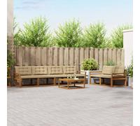 vidaXL Set di divani da esterno con cuscino 7 pcs Naturale e Beige