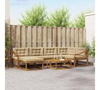vidaXL Set di divani da esterno con cuscino 7 pcs Naturale e Beige