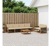 vidaXL Set di divani da esterno con cuscino 7 pcs Naturale e Beige
