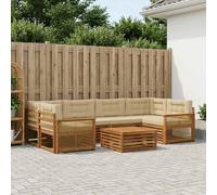 vidaXL Set di divani da esterno con cuscino 7 pcs Naturale e Beige
