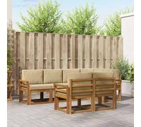 vidaXL Set di divani da esterno con cuscino 7 pcs Naturale e Beige, Set da giardino, divano esterno moderno, mobili da patio confortevoli, sezionale in legno massello, divano versatile per il giardin