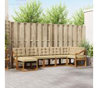 vidaXL Set di divani da esterno con cuscino 7 pcs Naturale e Beige, Set divani moderni per esterni, comodi posti a bordo piscina, arredamento da giardino resistente, lounge versatile