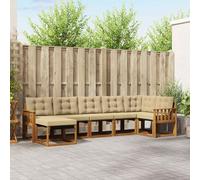 vidaXL Set di divani da esterno con cuscino 7 pcs Naturale e Beige
