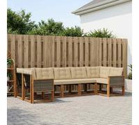 vidaXL Set di divani da esterno con cuscino 7 pcs Naturale e Beige, Set Lounge da Giardino Moderno, Divano Robusto, Patio Elegante, Mobili Esterni per un Comfort Assoluto