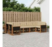 vidaXL Set di divani da esterno con cuscino 7 pcs Naturale e Beige