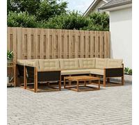 vidaXL Set di divani da esterno con cuscino 7 pcs Naturale e Beige, Divano Sezionale Moderno, Mobili Resistenti, Set da Giardino, Relax in Terrazza, Comfort Assoluto
