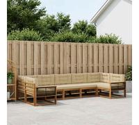 vidaXL Set di divani da esterno con cuscino 7 pcs Naturale e Beige, Set Divano da Esterno Moderno, Mobili da Patio Eleganti, Lounge da Giardino, Sezionale per Relax nel Cortile e a Bordo Piscina