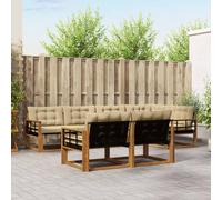 vidaXL Set di divani da esterno con cuscino 7 pcs Naturale e Beige, Divano Sezionale Esterno, Lounge Moderna da Giardino, Arredamento Patio Resistente, Seduta Comoda per Te