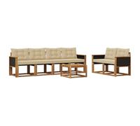vidaXL Set di divani da esterno con cuscino 7 pcs Naturale e Beige