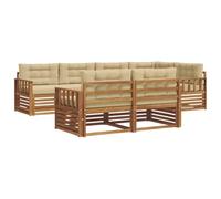 vidaXL Set di divani da esterno con cuscino 7 pcs Naturale e Beige, Divano da esterno, mobile modulare, lounge resistente, salotto in giardino, set comodo per terrazza