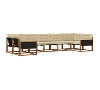 vidaXL Set di divani da esterno con cuscino 7 pcs Naturale e Beige, Divano da Giardino Elegante, Set Sezionale Moderno, Mobili per Patio, Seduta Resistente per Rilassanti Incontri