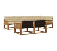vidaXL Set di divani da esterno con cuscino 7 pcs Naturale e Beige, Divano Sezionale Esterno, Lounge Moderna da Giardino, Arredamento Patio Resistente, Seduta Comoda per Te