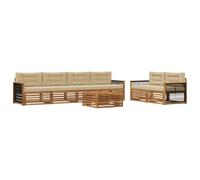 vidaXL Set di divani da esterno con cuscino 7 pcs Naturale e Beige