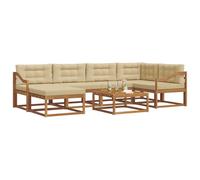 vidaXL Set di divani da esterno con cuscino 7 pcs Naturale e Beige, Divano da giardino moderno, mobile da esterno resistente, arredo per piscina, seating flessibile e lounge anti intemperie