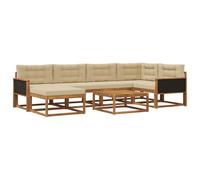 vidaXL Set di divani da esterno con cuscino 7 pcs Naturale e Beige