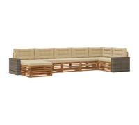 vidaXL Set di divani da esterno con cuscino 7 pcs Naturale e Beige, Divano da giardino, moderno, resistente al clima, set sezionale per il massimo comfort e relax all'aperto