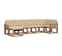 vidaXL Set di divani da esterno con cuscino 7 pcs Naturale e Beige, Set divani moderni per esterni, comodi posti a bordo piscina, arredamento da giardino resistente, lounge versatile
