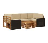 vidaXL Set di divani da esterno con cuscino 7 pcs Naturale e Beige, Divano da giardino, set esterno moderno, mobili resistenti per lounge, terrazzo e comfort