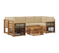 vidaXL Set di divani da esterno con cuscino 7 pcs Naturale e Beige, Divano da giardino, set esterno moderno, mobili resistenti per lounge, terrazzo e comfort