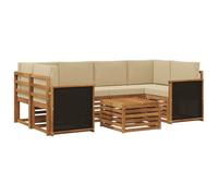 vidaXL Set di divani da esterno con cuscino 7 pcs Naturale e Beige, Divano da giardino, set esterno moderno, mobili resistenti per lounge, terrazzo e comfort