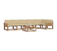 vidaXL Set di divani da esterno con cuscino 7 pcs Naturale e Beige, Divano da giardino, set moderno, lounge resistente, mobili per terrazza, comfort totale