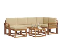 vidaXL Set di divani da esterno con cuscino 7 pcs Naturale e Beige, Giardino, Moderno, Durevole Set di Divani Angolari da Esterno, Mobili da Patio, Comfort per Vita Indoor in Terrazza