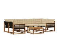 vidaXL Set di divani da esterno con cuscino 7 pcs Naturale e Beige, Divano moderno da giardino, mobile sezionale, lounge patio resistente, comodo per la terrazza