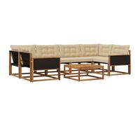vidaXL Set di divani da esterno con cuscino 7 pcs Naturale e Beige, Divano Sezionale Moderno, Mobili Resistenti, Set da Giardino, Relax in Terrazza, Comfort Assoluto