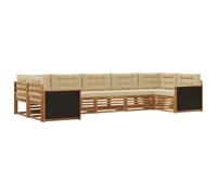 vidaXL Set di divani da esterno con cuscino 7 pcs Naturale e Beige, Divano moderno da giardino, mobili outdoor resistenti, design minimal, comfort e relax
