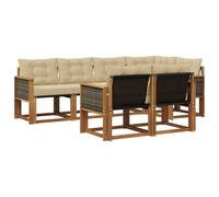 vidaXL Set di divani da esterno con cuscino 7 pcs Naturale e Beige, Divano moderno per esterni, set comodo e resistente, lounge da giardino, spazio sul terrazzo