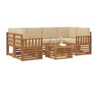 vidaXL Set di divani da esterno con cuscino 7 pcs Naturale e Beige, Divano sezionale da giardino, mobile lounge resistente, set per patio moderno perfetto per vivere all'aperto