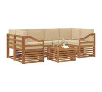 vidaXL Set di divani da esterno con cuscino 7 pcs Naturale e Beige, Divano sezionale da giardino, mobile lounge resistente, set per patio moderno perfetto per vivere all'aperto
