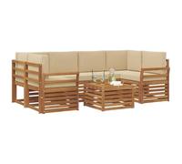 vidaXL Set di divani da esterno con cuscino 7 pcs Naturale e Beige, Divano sezionale da giardino, mobile lounge resistente, set per patio moderno perfetto per vivere all'aperto
