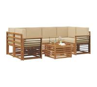 vidaXL Set di divani da esterno con cuscino 7 pcs Naturale e Beige, Divano sezionale da giardino, mobile lounge resistente, set per patio moderno perfetto per vivere all'aperto