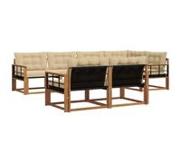 vidaXL Set di divani da esterno con cuscino 7 pcs Naturale e Beige, Divano Sezionale Esterno, Lounge Moderna da Giardino, Arredamento Patio Resistente, Seduta Comoda per Te