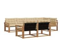 vidaXL Set di divani da esterno con cuscino 7 pcs Naturale e Beige, Divano Sezionale Esterno, Lounge Moderna da Giardino, Arredamento Patio Resistente, Seduta Comoda per Te