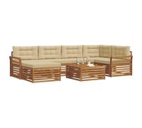 vidaXL Set di divani da esterno con cuscino 7 pcs Naturale e Beige, Divano stile outdoor, set sezionale moderno, lounge resistente, comodo arredo per patio, seduta per terrazza inclusa