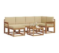vidaXL Set di divani da esterno con cuscino 7 pcs Naturale e Beige, Giardino, Moderno, Durevole Set di Divani Angolari da Esterno, Mobili da Patio, Comfort per Vita Indoor in Terrazza