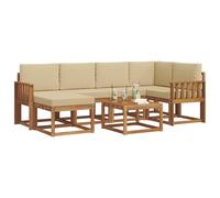 vidaXL Set di divani da esterno con cuscino 7 pcs Naturale e Beige, Giardino, Moderno, Durevole Set di Divani Angolari da Esterno, Mobili da Patio, Comfort per Vita Indoor in Terrazza