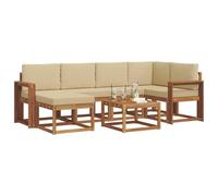 vidaXL Set di divani da esterno con cuscino 7 pcs Naturale e Beige, Giardino, Moderno, Durevole Set di Divani Angolari da Esterno, Mobili da Patio, Comfort per Vita Indoor in Terrazza