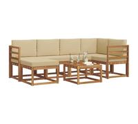 vidaXL Set di divani da esterno con cuscino 7 pcs Naturale e Beige, Giardino, Moderno, Durevole Set di Divani Angolari da Esterno, Mobili da Patio, Comfort per Vita Indoor in Terrazza