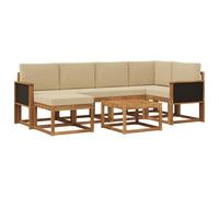 vidaXL Set di divani da esterno con cuscino 7 pcs Naturale e Beige