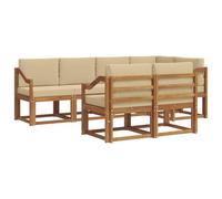 vidaXL Set di divani da esterno con cuscino 7 pcs Naturale e Beige, Set da giardino, divano esterno moderno, mobili da patio confortevoli, sezionale in legno massello, divano versatile per il giardin